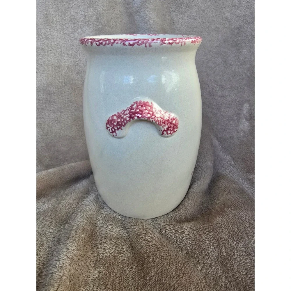Vintage Christmas Tree Ceramic Crock Utensil Holder Holiday Decor